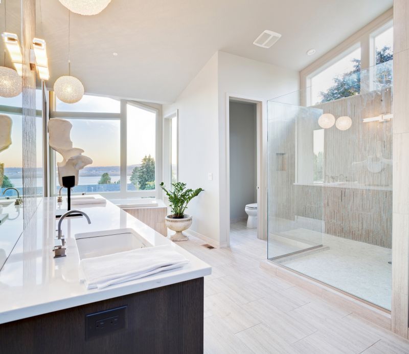 Modern bathroom with walk-in shower